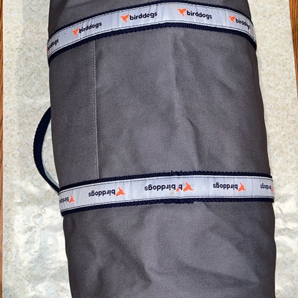 Birddogs grey crossbody duffle bag 18”x 10”x 10” excellent condition